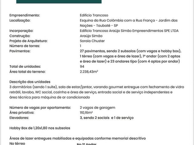 #168 - Apartamento para Lançamento em Taubaté - SP